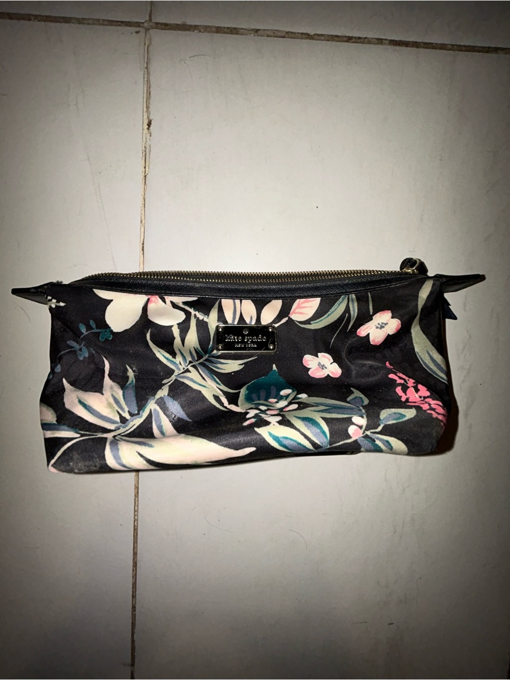 kate spade Black Floral Zip Cosmetic Pouch